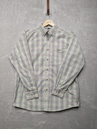 Ariat Pro Series Western Shirt Mens L Green Brown Plaid Long Sleeve Mesh Lined