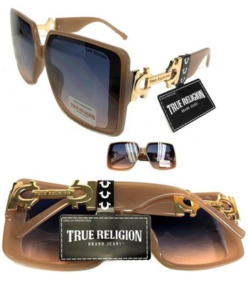 NWOT Womens Sunglasses True Religion TR56234XK Beige/Gray-Pink Oversized