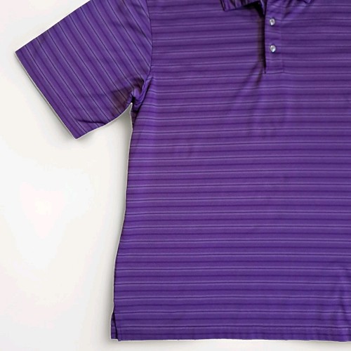Pebble Beach Performance Mens Polo Golf Shirt Size M Purple Stripe Activewear - Picture 7 of 10