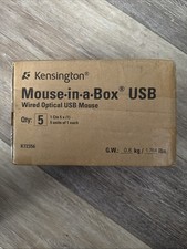 Kensington M01215 Mouse in Box Wired Optical USB Computer PC K72356US - 5 Pack