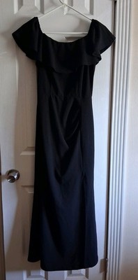 black and yellow dress plus size Custom Made Off Shoulder Black Satin Long Prom Dresses, Black Long Eve –  abcprom main image 0