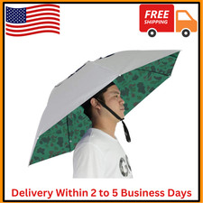 37" Fishing Umbrella Hat Hands Free Foldable UV Protection Adjustable Headwear