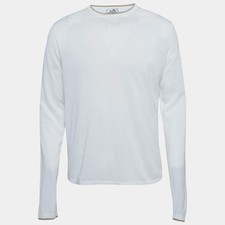 Hermes White Cotton Knit Long Sleeves Pullover M