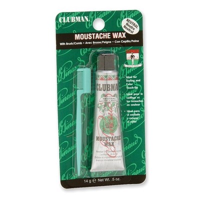Mustache Wax for Men Strong Hold Neutral Color Includes Styling Brush 0.5oz
