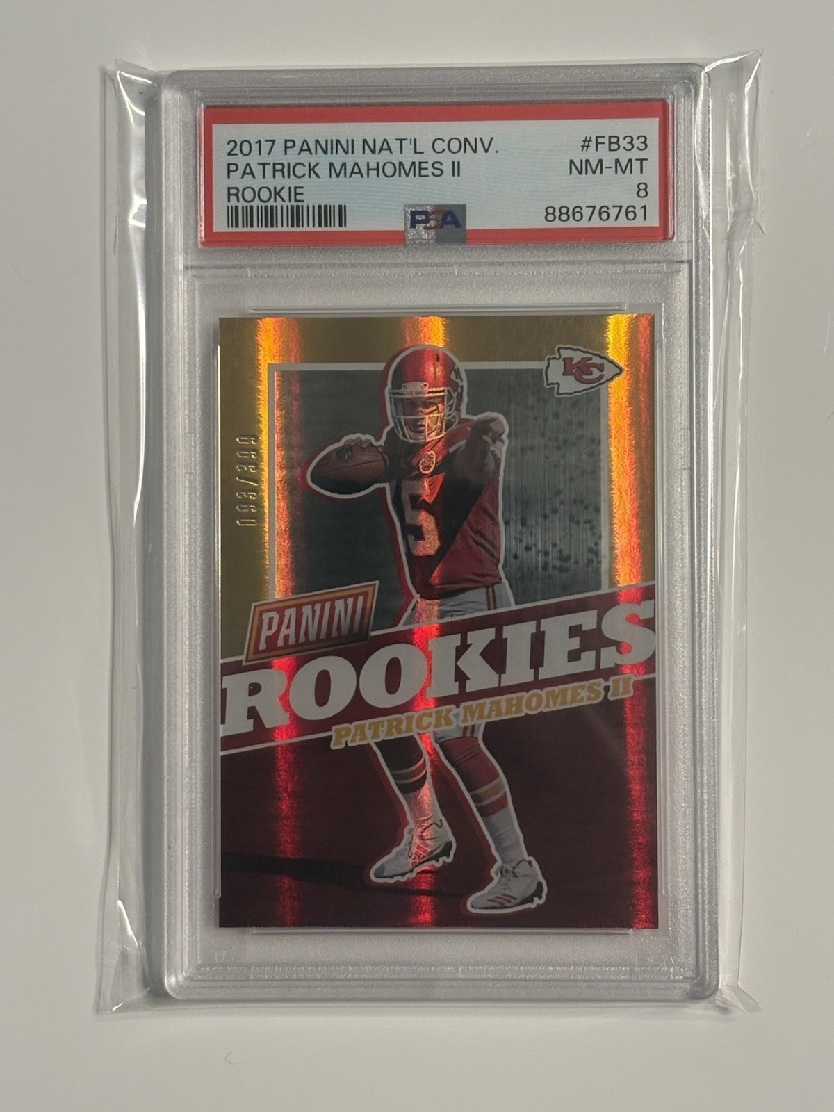 2017 Panini National Convention Rookies Patrick Mahomes II #FB33 /399 (RC) PSA 8