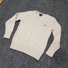 Polo Ralph Lauren Cable-Knit Cotton Girl Sweater White Cr me Medium 10/12