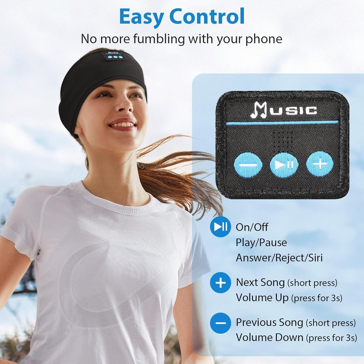 2-Pack Bluetooth Sleep Headband with Adjustable Thin Speakers & Mic for Men