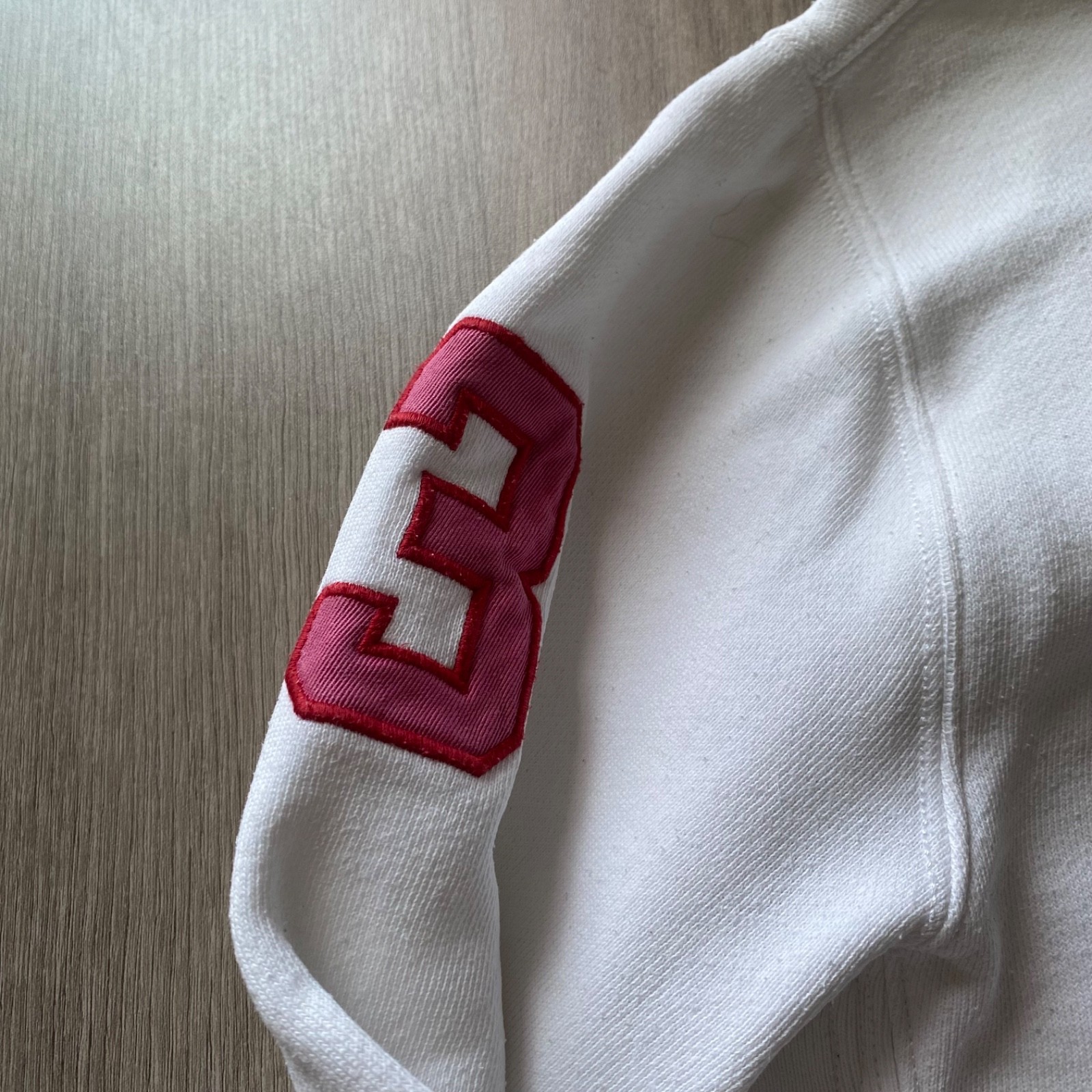 Polo bianca uomo di Ralph Lauren rara grafica doppio pony con cappuccio. Taglia M