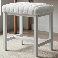 Small Plush Vanity Stool Cute Vanity Stools with Soft Faux Rabbit Fur Cushion