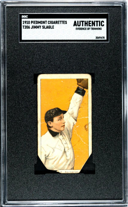 1909 T206 JIMMY SLAGLE NNO POOR PIEDMONT 350 SGC A BASEBALL BALTIMORE ORIOLES