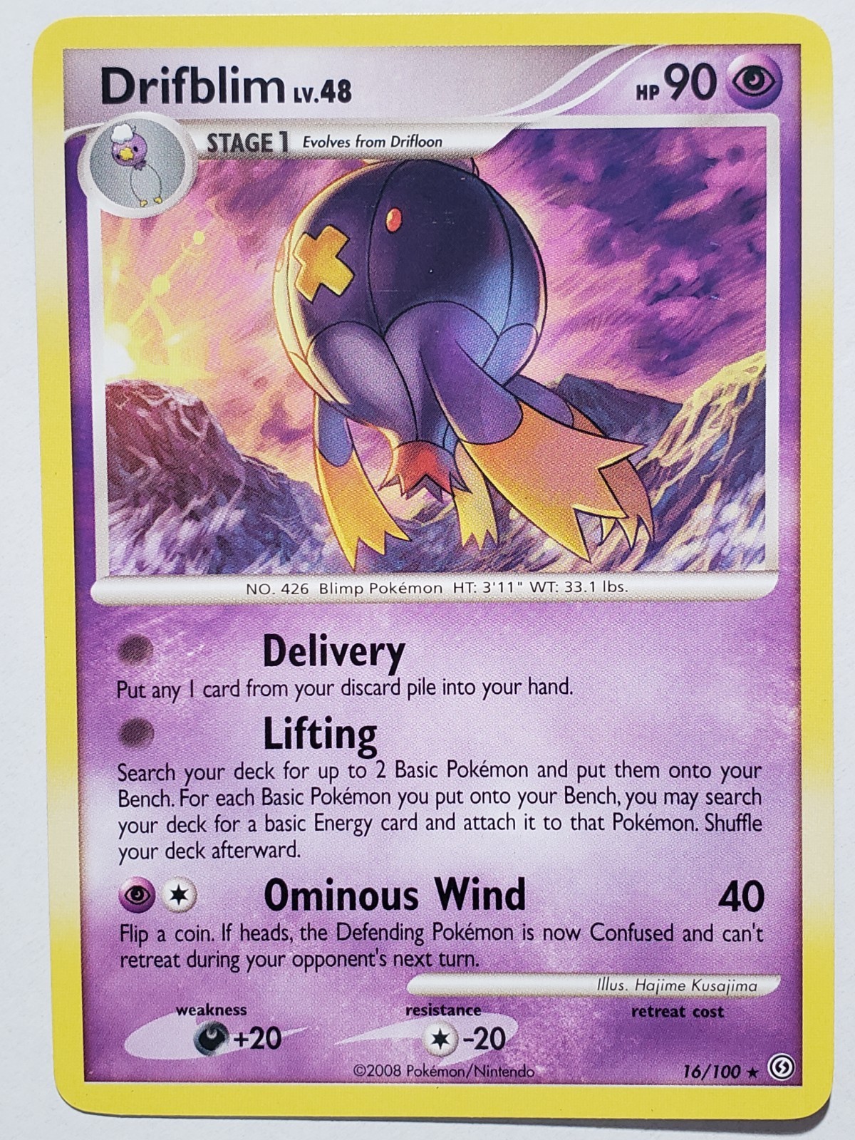 Drifblim 16/100 VLP / NM - Stormfront Pokemon Card - Hajime Kusajima Art