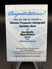 Aiva Arquette 2026 Bowman Chrome 1st Prospects Auto Variation Base Redemption 