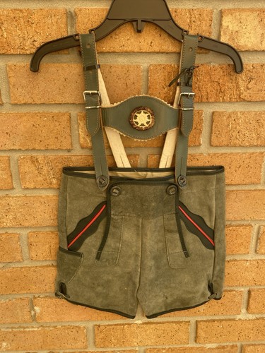 Vintage German Lederhosen Child Suede Leather Adjustable Straps