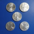 2013 Uncirculated American Silver Eagles 1oz 0.999 Fine Silver Lot Of 5