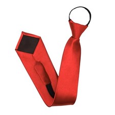 Zipper Neck Ties for Men, Adjustable Pre-tied Mens Tie Solid Color Men's Red