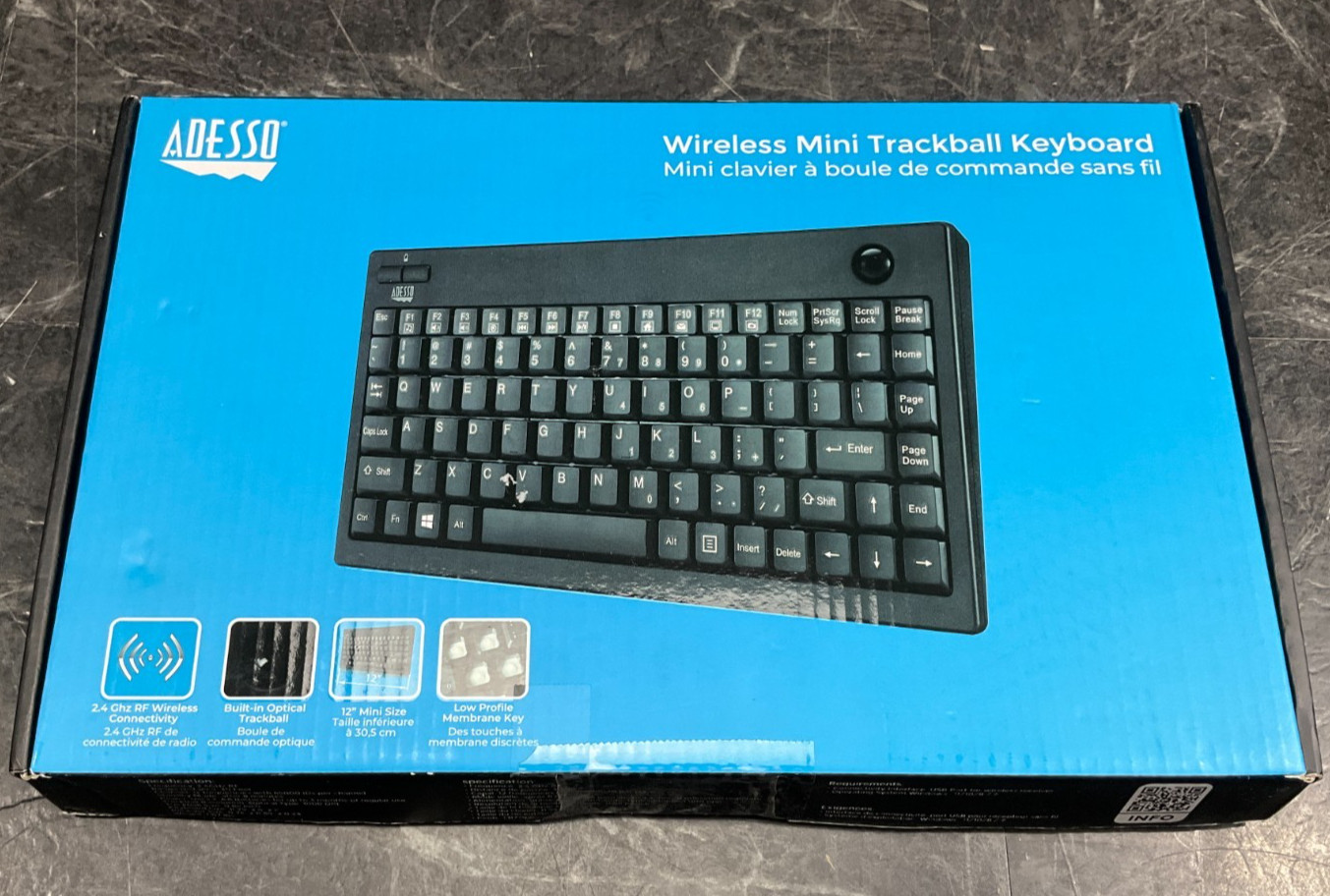 Adesso Wireless Mini Trackball Keyboard WKB-3100UB ✅❤️