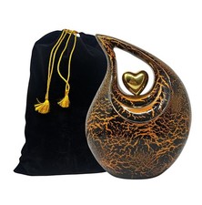 Metal Large Teardrop Cremation Urn 10 Inch for Human Ashes Men Women Earns
