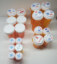 Lot of 20 Plastic Prescription Pharmacy Empty Bottles for Arts Crafts storage