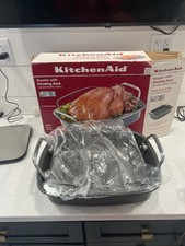 Kitchen Aid Roaster Pan w/Floating Rack Non-Stick XL Holds Up 25 lbs 17X12 NIB