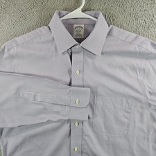 Brooks Brothers Regent Dress Shirt Mens 16-34 Purple Micro Check Non-Iron Cotton