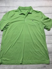 Vineyard Vines Polo Shirt Mens Large Green Stripe Golf Performance Stretch Logo