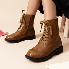 Girls Boys Combat Ankle Boots with Side Zipper for Toddler/Little/Big Kid