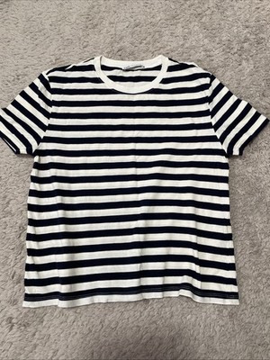 Zara Basic T-Shirt Oberteil Top Crop Bauchfrei Rippshirt Streifen gestreift M