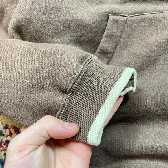 De colección 00s Pepe Jeans London Marrón Crema Dos Tonos Logo Bordado Skate Sudadera con Capucha XL Foto 4 de 4