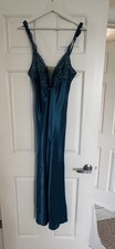 Vintage Victoria's Secret Gold Label Teal Lace Satin Maxi Slip Chemise Dress S