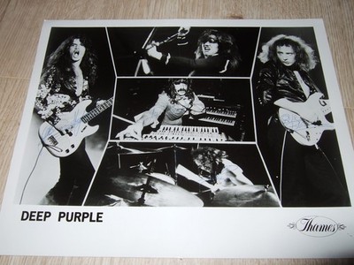 DEEP PURPLE : SIGNED BY COMPLETE BAND THAMES PHOTO 1970ies 