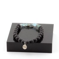 Steine Und MinéRaux. Armband Apatit Du Brazilien + Perlen Schwarz Onyx Matt 8