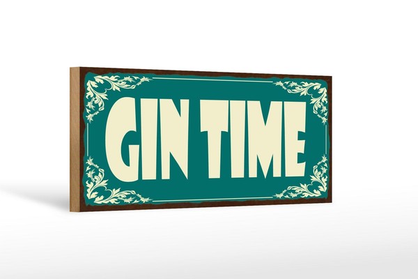 Holzschild Spruch 27X10 Cm Gin Time Alkohol Holz Deko Schild Wooden Sign-image