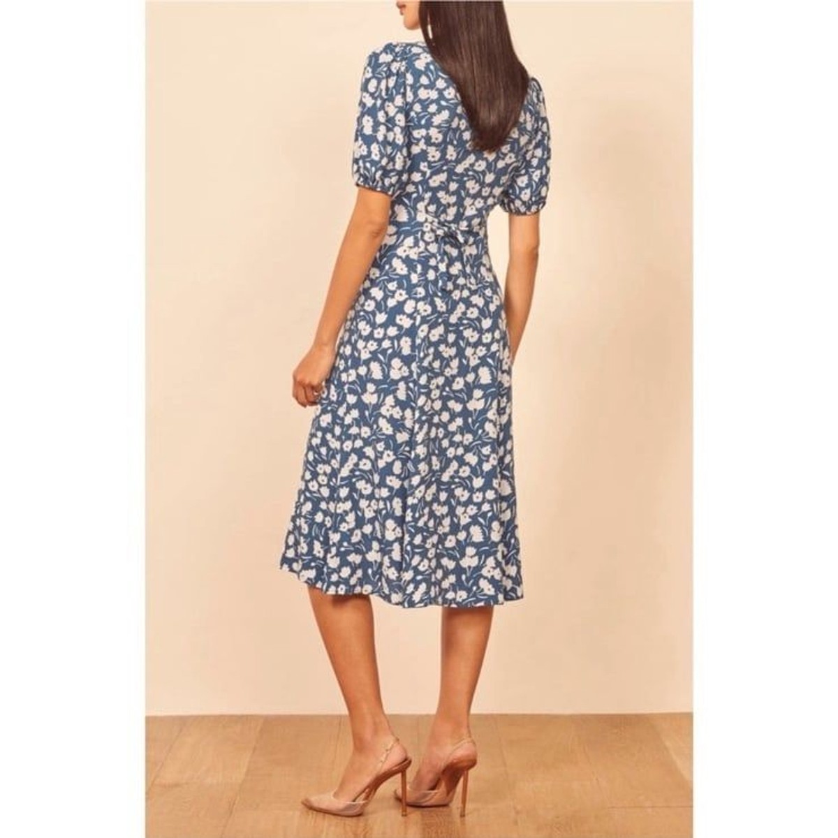 Reformation Beechwood Floral Short Sleeve Midi Dress in Tuli Blue Size 0 |  eBay