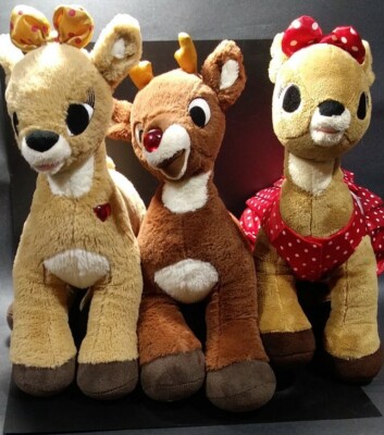 Reindeer Plush gold bow Red Dress 