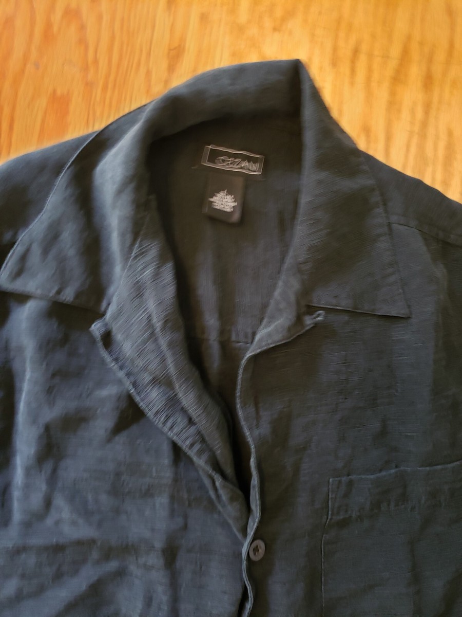 Chemise Vintage Cezani Homme - Noire, Manches Courtes, Coton - Taille L - 90's