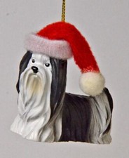 DOG LOVERS BLACK AND WHITE SHIH TZU DELUXE CHRISTMAS ORNAMENT by GANZ NEW