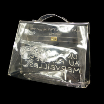 Hermes Vinyl Kelly Beach Handbag SOUVENIR DE L'EXPOSITION 1997