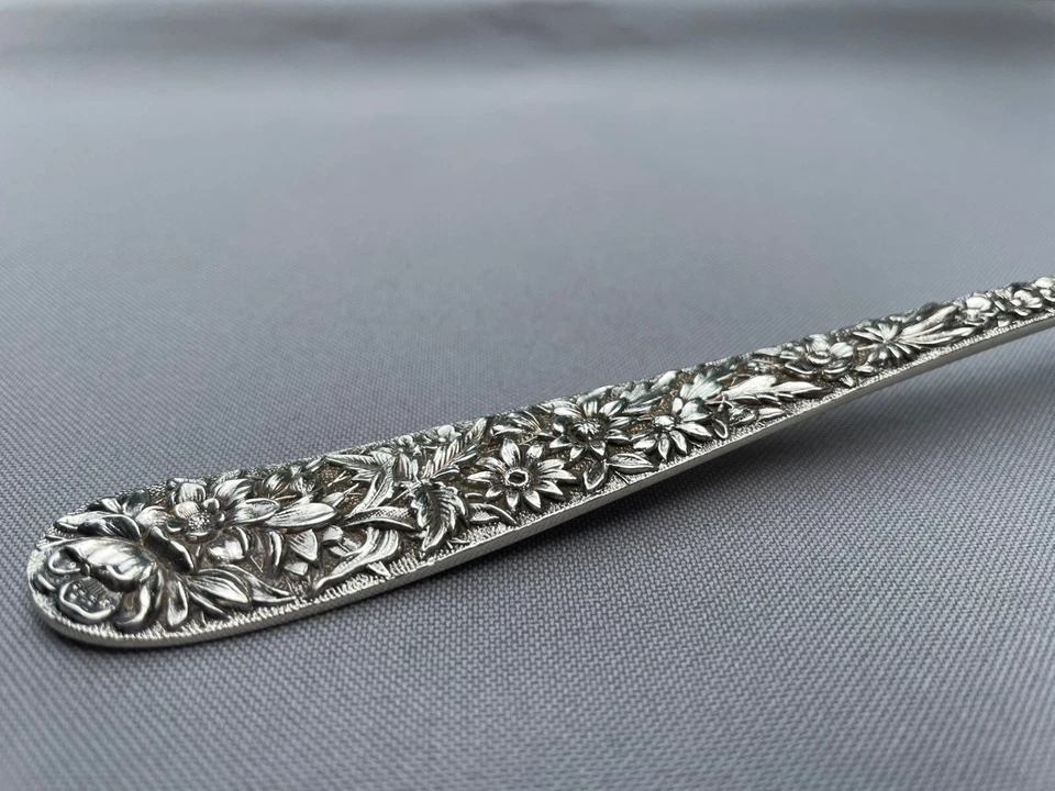 Antique KIRK REPOUSSE Sterling Silver 925/1000 Cold Meat Fork with Notch 9 1/4" - Image 2 of 4
