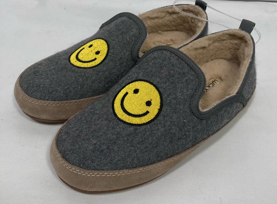 Zapatillas planas Lucky Brand Kozey mocasín 7M cuero imitación piel cara sonriente gris Foto 3 de 4