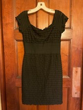 Vintage Max Studio Black Ruffle Dress With Wide Band Waist size M