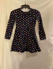 Gap Girls Size 8 Medium Navy Blue Multicolored Polka Dot Skater Dress
