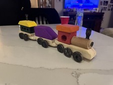 Hand-made wooden toy train : real wood