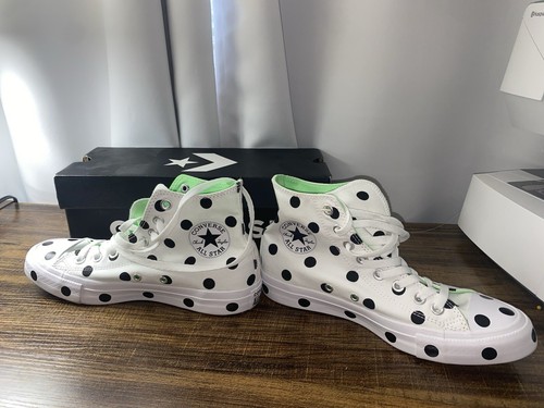 Converse Women’s Size 8.5 White Polka Dot Sneakers CTAS HI - Picture 4 of 9