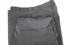 ZANELLA Todd Model Italy Men's Pant Navy Blue Flat Front All Wool Waist 38 x 29