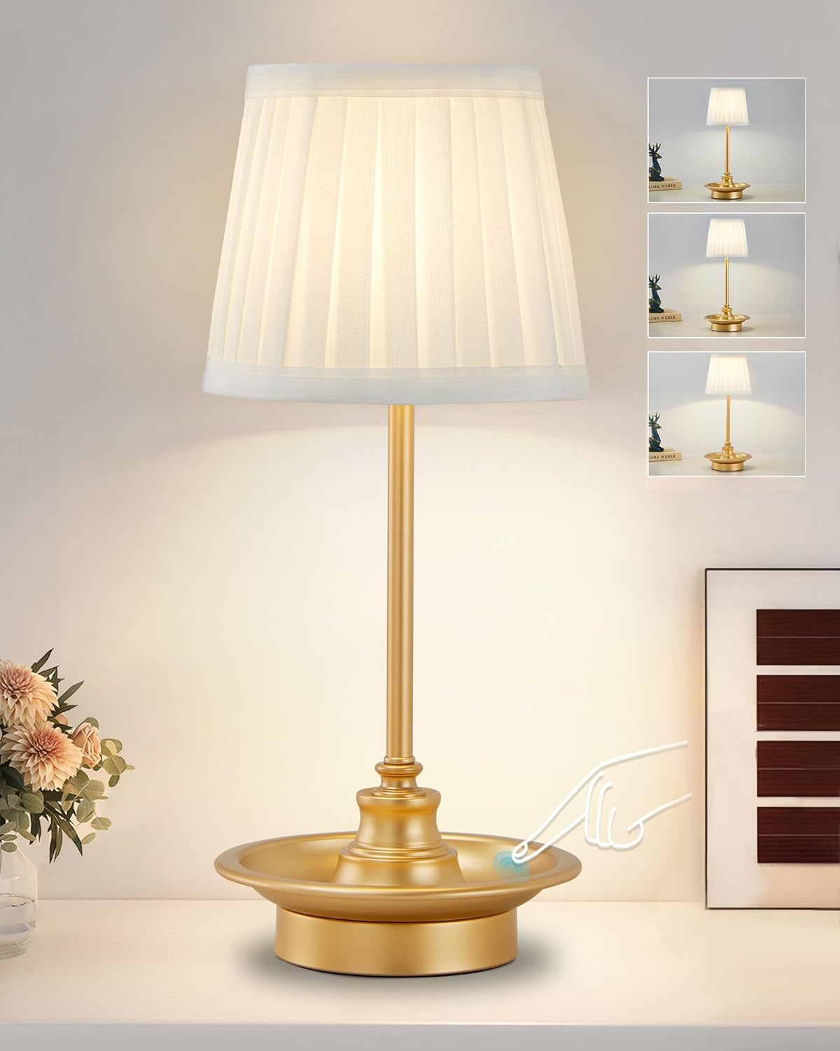 Rechargeable Cordless LED Table Lamp with Touch Control, Portable Battery-Operated Lighting for Any Space