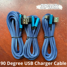 3Pack 10FT 90 Degree Right Angle USB Charger Cable Cord For iPhone 14 13 12 11 8