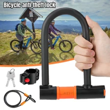 Bike Lock Heavy Duty Anti Theft Bicycle U Lock w/ Bracket 4ft Steel Cable New