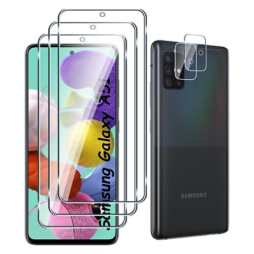 Fyqzio [3+2 pezzi Vetro Temperato Compatibile con Samsung Galaxy A51 e (E8d)