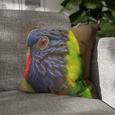 CUSHION COVER PILLOW CASE|RAINBOW LORIKEET COLORFUL BIRD