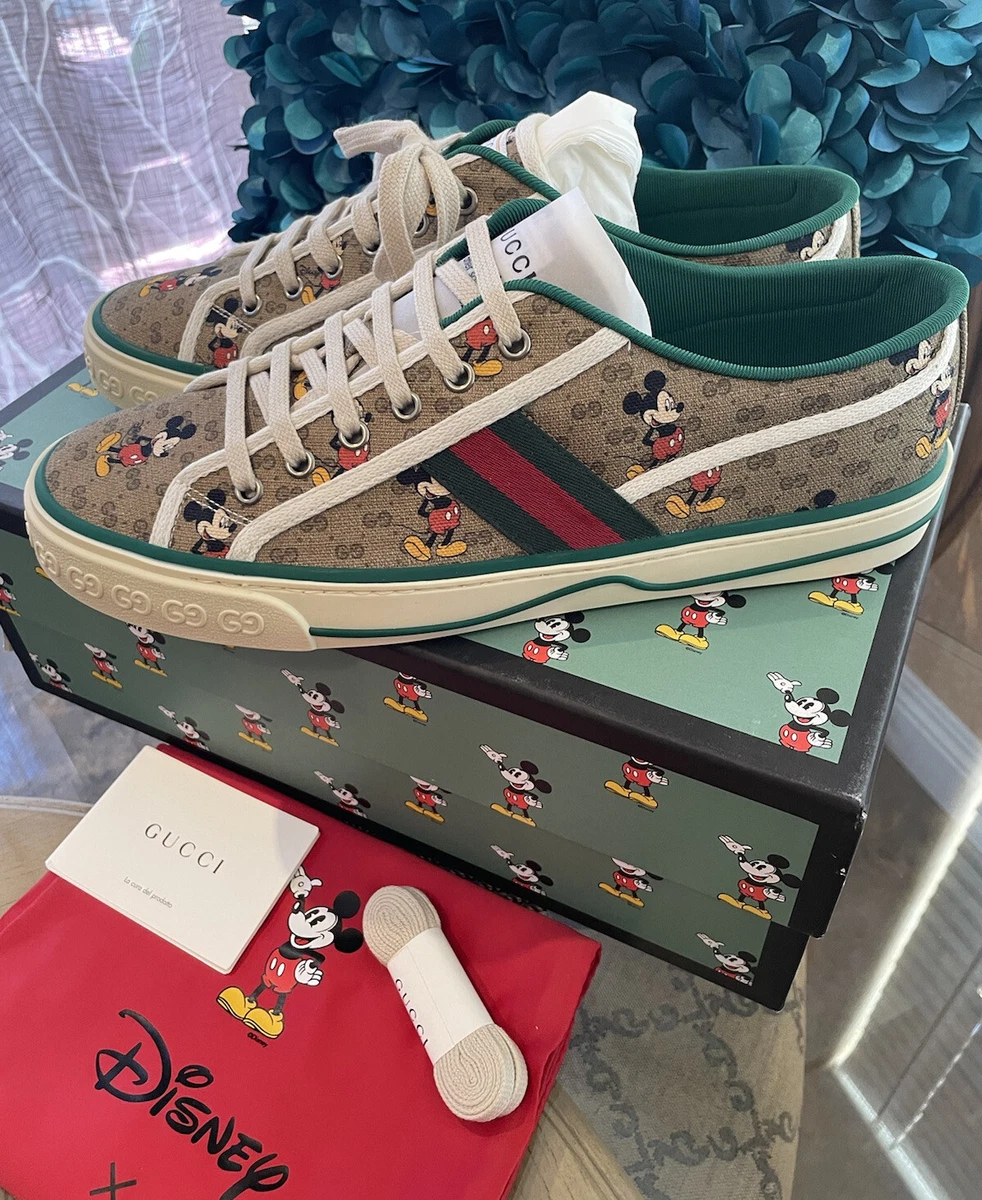 Gucci X Disney Mickey Tennis 1977 GG Print Men s Sneakers Sz 10 G